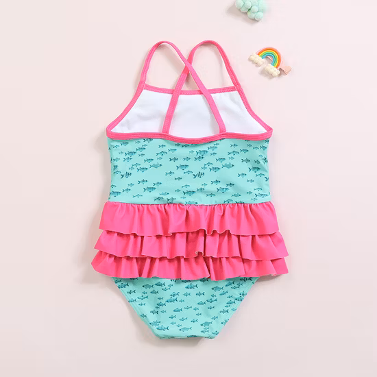 Amarelo bebê roupa de banho macacão menino personalizado dos desenhos animados uma peça crianças maiô moda personalizado