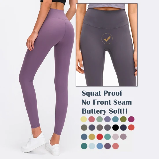 Esportes Cintura Alta Sem Costura Frontal Calças de Yoga Gym Wear Mulheres Yoga Leggings