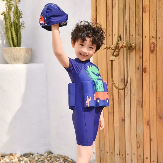 Trajes de banho de elastano para crianças, trajes de banho para meninos, trajes de banho de manga curta de uma peça