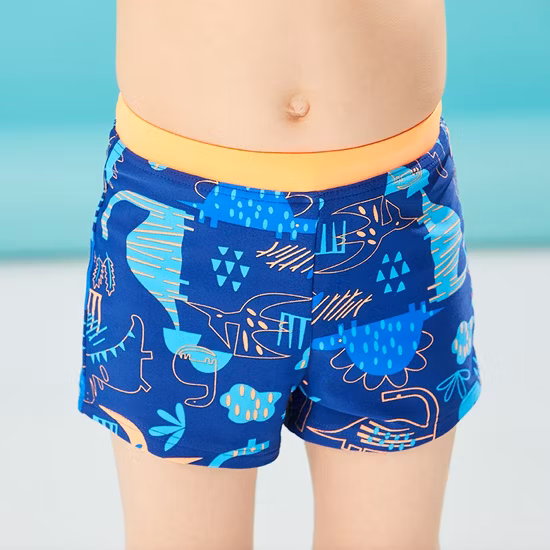 2021 moda multi way dino impressão e contraste cintura sólida nadar roupa de banho curta para meninos