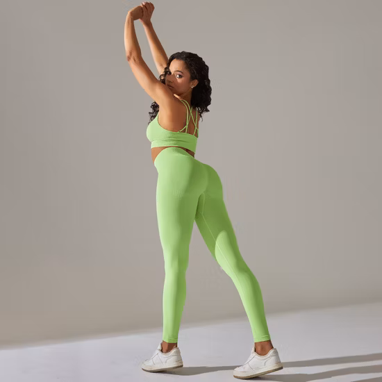 Sem costura de fitness feminino treino esporte conjunto acolchoado sutiã esportivo cintura alta legging roupas esportivas yoga terno ginásio push up roupas